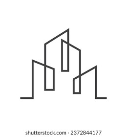Apartment Building Logo, Modern Design Style Line Vector Symbol Illustration Template