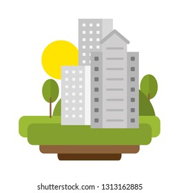 Apartment building in nature cartoon