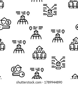 Apartment Building Seamless Pattern Vector Thin Line. Illustrations