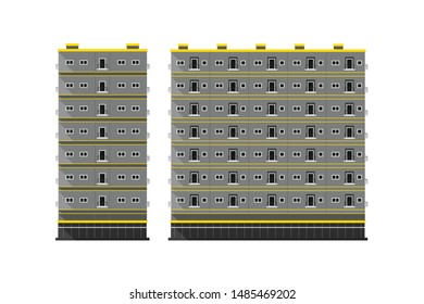Apartment building in shadow flat style isolated vector