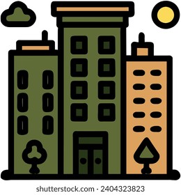 Appartementhaus Silhouette. Vektor-Icon-Illustration