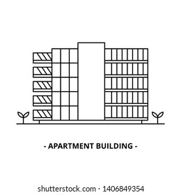 Apartment Building thin line design template, suitable for element city, minimalist simple logo, outline icon