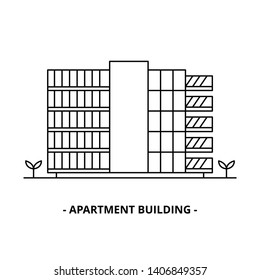 Apartment Building thin line design template, suitable for element city, minimalist simple logo, outline icon
