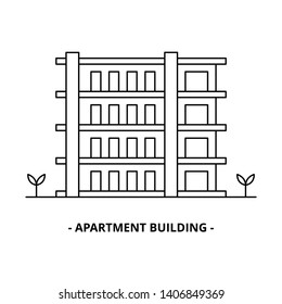 Apartment Building thin line design template, suitable for element city, minimalist simple logo, outline icon