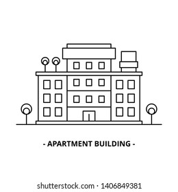 Apartment Building thin line design template, suitable for element city, minimalist simple logo, outline icon