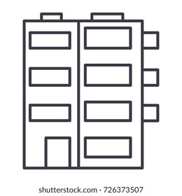 apartment building  vector line icon, sign, illustration on background, editable strokes