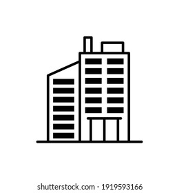 apartment building vector outline icon style illustration. 