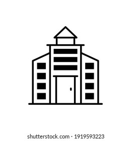 Apartment building vector outline icon style illustration. 