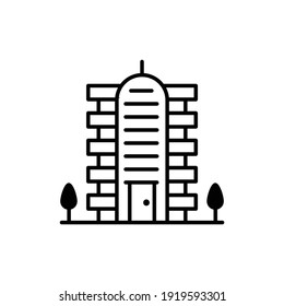 apartment building vector outline icon style illustration. 