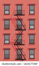 apartment building vector/illustration with emergency staircase