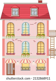 Apartment building with windows  illustration