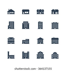 Apartment Buildings And Houses Icon Set