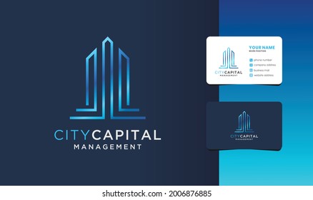 apartment capital management logo with business card design.