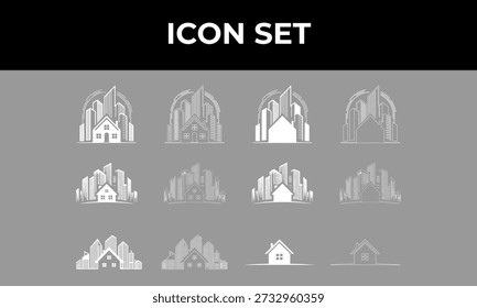 conjunto de ícones de conceito de coleção de apartamentos 