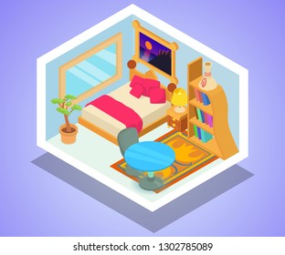 Apartment concept banner. Isometric banner of apartment vector concept for web, giftcard and postcard