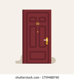 Apartment door design element in trendy flat style, isolated