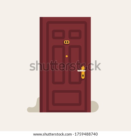 Apartment door design element in trendy flat style, isolated