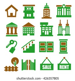 apartment, flat icon set