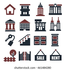 apartment, flat icon set