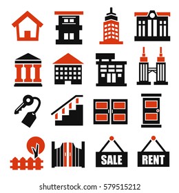 apartment, flat icon set