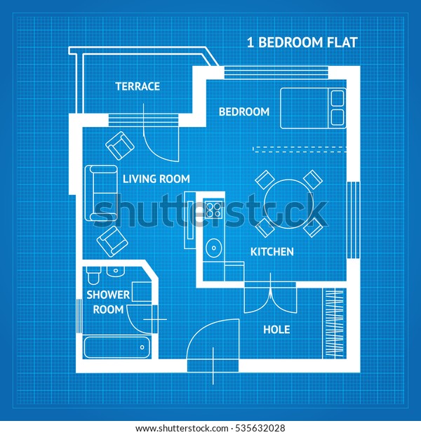 Apartment Floor Plan Blueprint Draufsicht Grundzimmer Stock