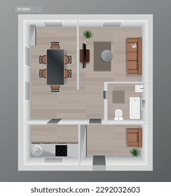 Apartment floor plan. Top view flat vector illustration. Interior studio.