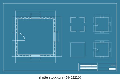 Apartment Floor simple Plan Blueprint with no furniture Top View. Vector illustration.