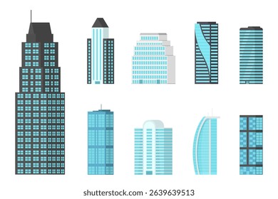 Apartment front in metropolis with skyscraper silhouette real estate corporate illustration exterior life infrastructure construction residence view urban city building design

