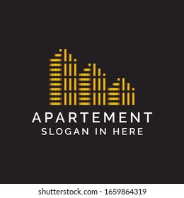 Apartment with grid line logo vector design illustration