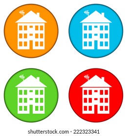 Apartment house buttons set on white. Vector illustration.