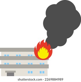 Apartment house fire isolated vector illustration.