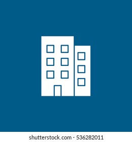 Apartment House Flat Icon On Blue Background