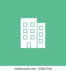 Apartment House Flat Icon On Green Background