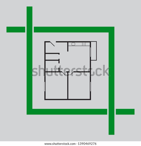 Apartment House Floor Plans Black Icon Stock Vector Royalty Free