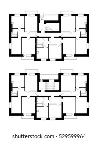 Apartment house floor plans. Unfurnished apartments for your design. Vector  floor plans blueprint. Modern architectural background.