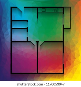 Apartment house floor plans. Vector. Flat style black icon on white.