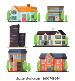 Apartment house set Vector Icon