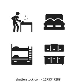 apartment icon. 4 apartment vector icons set. cleaner, cabinets and double bed icons for web and design about apartment theme