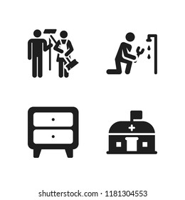 apartment icon. 4 apartment vector icons set. cleaning, cupboard and plumber icons for web and design about apartment theme