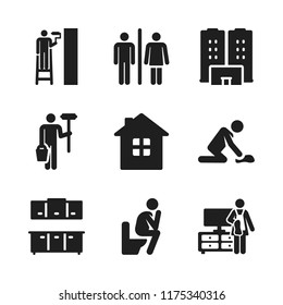 apartment icon. 9 apartment vector icons set. toilet, hotel and cabinets icons for web and design about apartment theme