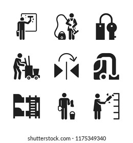 apartment icon. 9 apartment vector icons set. bunk, mirror and cleaner icons for web and design about apartment theme