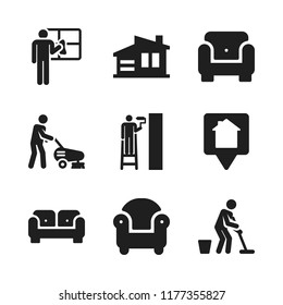 apartment icon. 9 apartment vector icons set. house location, cleaning and painter icons for web and design about apartment theme