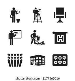 apartment icon. 9 apartment vector icons set. molded, hotel and building construction icons for web and design about apartment theme