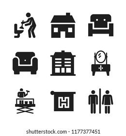 apartment icon. 9 apartment vector icons set. hotel, cupboard and house icons for web and design about apartment theme