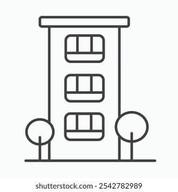 Apartment icon in black and white outlined stroke