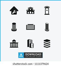Apartment icon. collection of 9 apartment filled icons such as business center building, building, home repair. editable apartment icons for web and mobile.