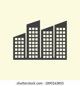 Icono de apartamento. Ilustración vectorial plana en negro sobre fondo amarillo. Conjunto de iconos del logotipo del apartamento sencillo. EPS10