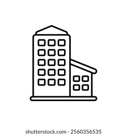 Apartment icon with line style. Simple apartment building vector illustration