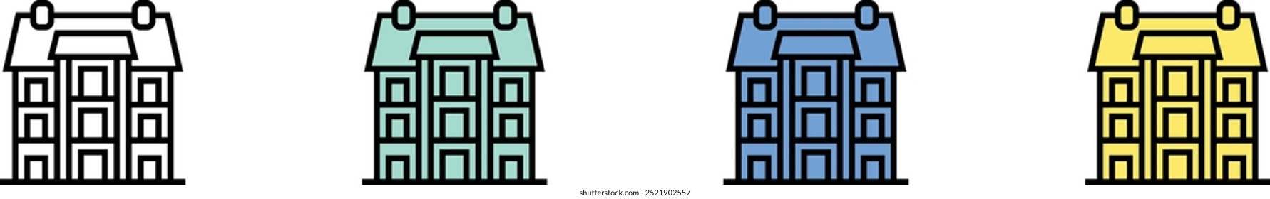 apartment icon. Outline, Green, Blue and Yellow Style Design Isolated On White Background