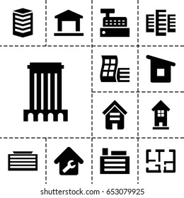Apartment icon. set of 13 filled apartmenticons such as building, modern curved building, home repair